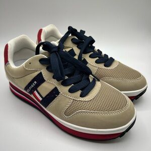Tommy Hilfiger Women's Jacy Sneakers Shoes Beige Logo Red White Blue Size 7M